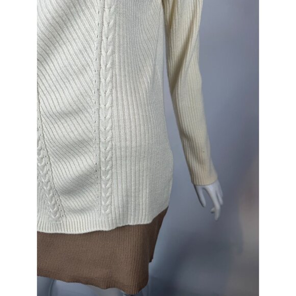 Womens Verve Ami Ivory Cable Knit Sweater Ribbed Acrylic Blend Long Sleeves XL - Picture 5 of 16